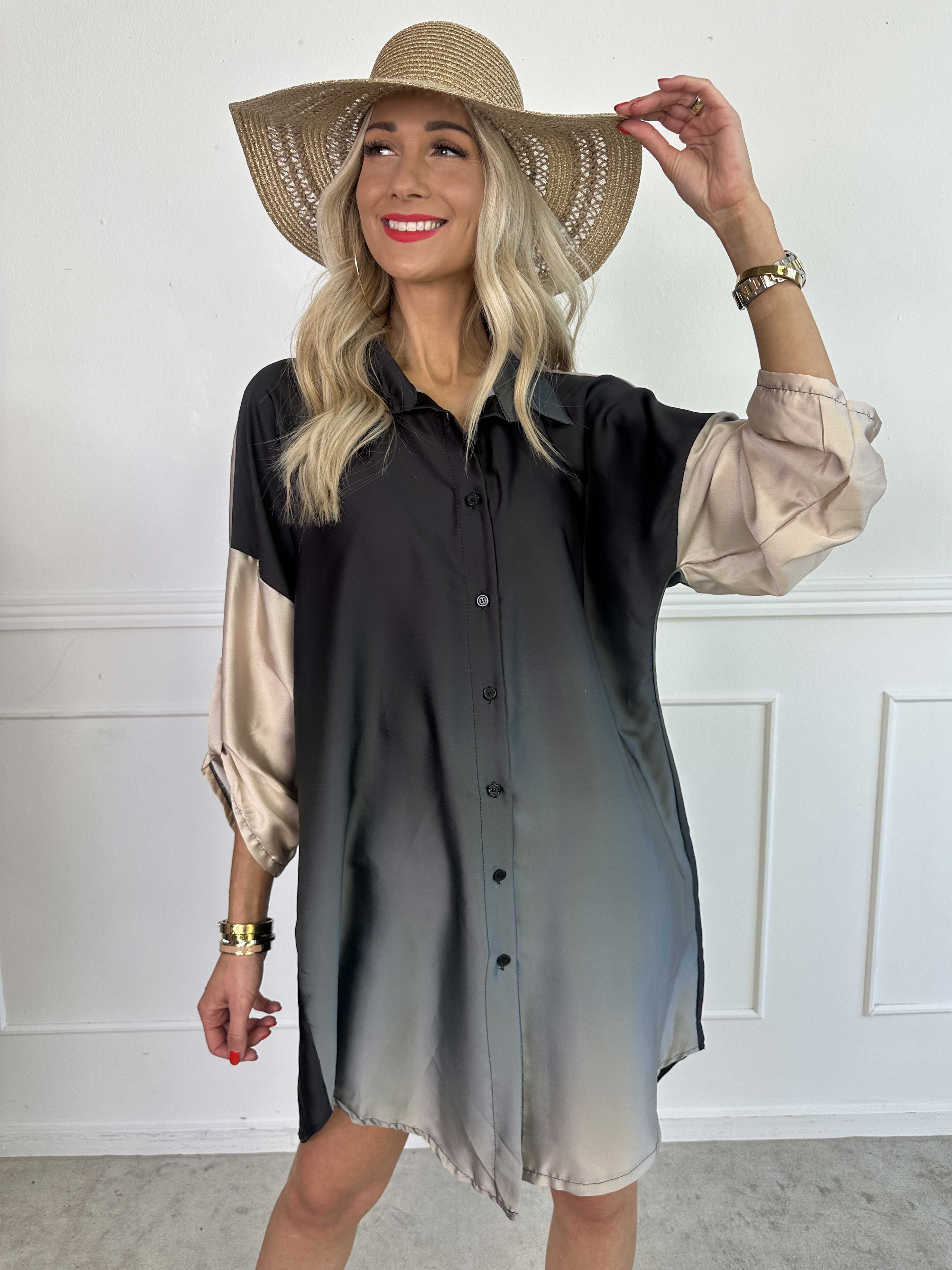 Camilia - Flerfarvet skjortekjole i løs pasform